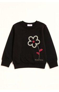 Miniğimin Cicileri Beautiful Çiçek Detaylı Kız Çocuk Sweatshi... Siyah Miniğimin Cicileri Beautiful Çiçek Detaylı Kız Çocuk Sweatshi... Siyah