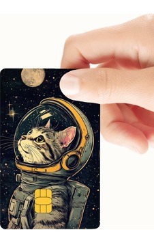 Uzay Astronotu Kedi Temalı Kredi Ve Banka Kartı Kaplama Sticker Standart Uzay Astronotu Kedi Temalı Kredi Ve Banka Kartı Kaplama Sticker Standart