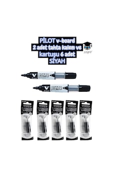 Pilot V-board 2 Adet Tahta Kalem Ve Kartuşu 6 Adet Çok Renkli