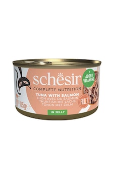 Schesir Ton Balıklı Ve Somonlu Jöleli Konserve Yetişkin Kedi Maması 85 Gr