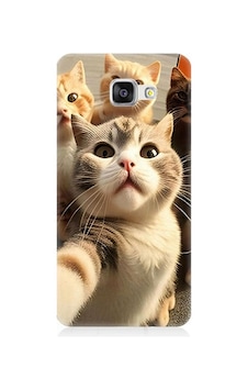 Samsung Galaxy A5 2016 Uyumlu Selfie Kediler Desenli Silikon Kılıf