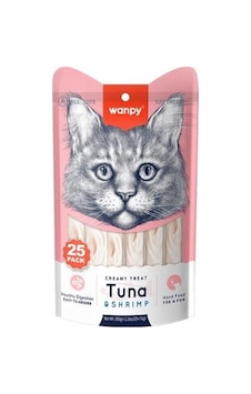 Wanpy Ton Balıklı ve Karidesli Sıvı Krema Kedi Ödülü 25 x 14 G Wanpy Ton Balıklı ve Karidesli Sıvı Krema Kedi Ödülü 25 x 14 G