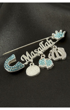 Maşallah - 656 - Yazılı Broş - Csmo-tex - - Mavi Diğer