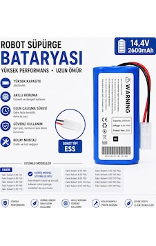 Fakir Rs 720 Uyumlu Robot Süpürge Bataryası 14.4v 2600mah Li-ion Fakir Rs 720 Uyumlu Robot Süpürge Bataryası 14.4v 2600mah Li-ion