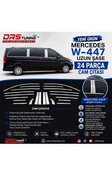 Mercedes Vito 2015 - 2024 Uzun Şase Krom Cam Çerçevesi 24 Parça