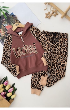 Miniğimin Cicileri Leopard Kapüşonlu Kız Çocuk Leopar Eşofman... Kahverengi Miniğimin Cicileri Leopard Kapüşonlu Kız Çocuk Leopar Eşofman... Kahverengi