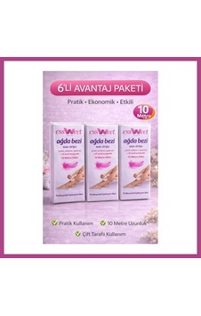 Gees Global Essweet Ağda Bezi 10 Metre Dilim Profesyonel Epilasyon Bezi Çift Taraflı Kullanım Yırtılmaz Dayanıklı Ağda Bandı 6 Paket Gbzs