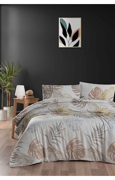 Menderes Home Cotton Collection Flanel R Çift Kişilik Nevresim Takımı Autumn Bej