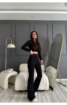 Style Of Style Yüksek Bel Likralı İspanyol Pantolon siyah