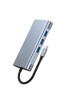 10 İn 1 Type-c To Usb Hub Hdmı 4k ,audio/, Type-c/, 4x Usb 3.0/, Lan/, Vga/, Sd Card Reader Çevirici Hub 10 Port Adaptör Dönüştürücü Çoklayıcı Acı Kahverengi