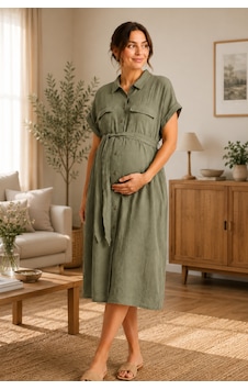 Luvmabelly Myra5860 Doğal Yumuşacık Müslin Kumaş - Yazlık Gömlek Hamile Elbise - Yeşil Luvmabelly Myra5860 Doğal Yumuşacık Müslin Kumaş - Yazlık Gömlek Hamile Elbise - Yeşil