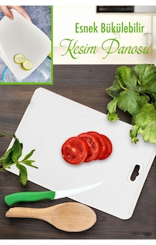 Esnek Bükülebilir Pratik Kesim Kesim Panosu Kesme Tahtası Kesim Matı 32x21 Plastik Gri Diğer