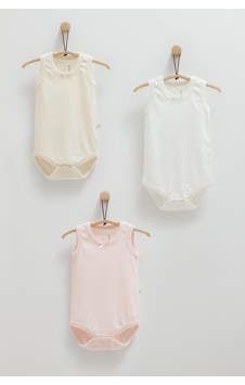 Kıpırık Baby Kız Bebek 3'lü Body Pembe Somon Ve Ekru-1304 Pembe Kıpırık Baby Kız Bebek 3'lü Body Pembe Somon Ve Ekru-1304 Pembe