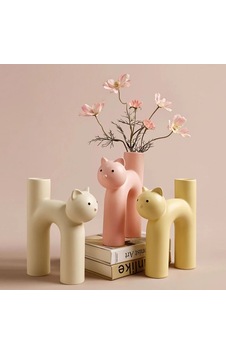 Dekoratif Beyaz Kedi Figürlü Vazo Modern Minimalist Masaüstü Çiçeklik 19x15 Cm Dekoratif Beyaz Kedi Figürlü Vazo Modern Minimalist Masaüstü Çiçeklik 19x15 Cm