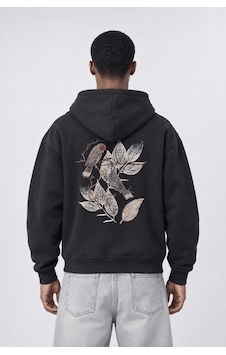 Respire Erkek Botanical Patch Detaylı Oversize Hoodie Siyah Respire Erkek Botanical Patch Detaylı Oversize Hoodie Siyah