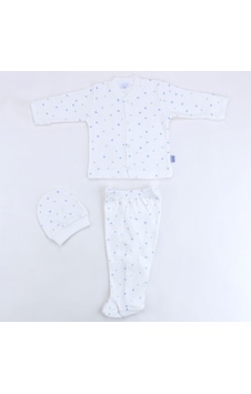 Sebi Bebe Nokta Çiçek Pijama Takımı 9148 Ekru-mavi Sebi Bebe Nokta Çiçek Pijama Takımı 9148 Ekru-mavi