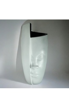 Soyut Yüz Vazo 60 Cm - Beyaz Beyaz