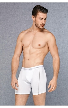 Doreanse 1780 Erkek Modal Çizgili Büyük Beden Beyaz Boxer