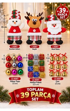 Yeni Yıla Özel 39 Parça Yılbaşı Ağacı Süs Seti Noel Peluşları Ve Yılbaşı Aksesuarları Süsleme Seti Diğer Yeni Yıla Özel 39 Parça Yılbaşı Ağacı Süs Seti Noel Peluşları Ve Yılbaşı Aksesuarları Süsleme Seti Diğer