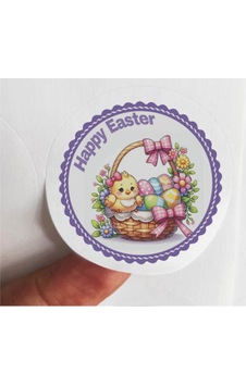 48 Adet 4 Cm Happy Easter Baskılı Mat Etiket Sticker -3
