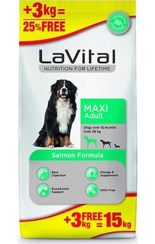 La Vital Somonlu Maxi Büyük Irk Yetişkin Köpek Maması 15 KG La Vital Somonlu Maxi Büyük Irk Yetişkin Köpek Maması 15 KG