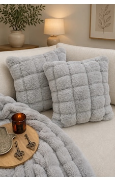 Peluş Bubble Kırlent Kılıfı 2'li Gri Peluş Bubble Kırlent Kılıfı 2'li Gri