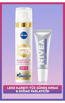 Spf50 Güneş Koruyucu Luminous630 Leke Karşıtı Yüz Kremi Ve Glowy Lips Nemlendirici Dudak Parlatıcısı Spf50 Güneş Koruyucu Luminous630 Leke Karşıtı Yüz Kremi Ve Glowy Lips Nemlendirici Dudak Parlatıcısı