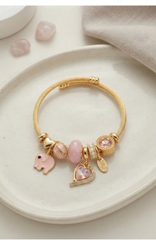 Kalp Ve Fil Model Pembe Charmlı Bileklik Çok Renkli Kalp Ve Fil Model Pembe Charmlı Bileklik Çok Renkli
