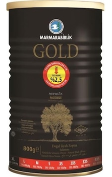 Marmarabirlik Gold Doğal Az Tuzlu Salamura Mega 201-230 XL Siyah Zeytin Teneke 800 G Marmarabirlik Gold Doğal Az Tuzlu Salamura Mega 201-230 XL Siyah Zeytin Teneke 800 G