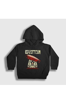 Presmono Unisex Çocuk Mothership Led Zeppelin Kapüşonlu Sweatshirt Siyah