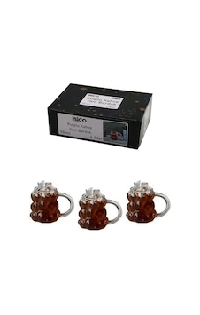 İbico İ22-137 Kulplu Üzüm & Kabarcıklı Cam Kahve Yanı Bardak 90 Ml 6 Adet - 24'li Paket