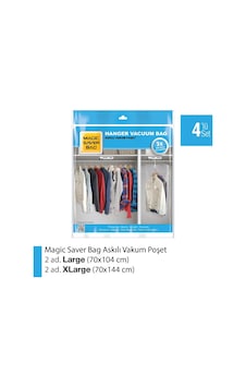 4'Lü Askılı Vakumlu Poşet Seti 2L 2Xl 4'Lü Askılı Vakumlu Poşet Seti 2L 2Xl