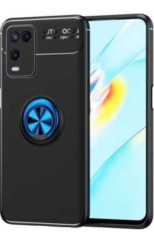 Oppo A54 4g Kılıf Zore Ravel Silikon Kapak Siyah-Mavi