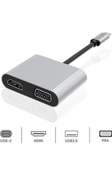 Dexim Dhu0004 Premium 4 İn 1 Usb-typ-c Hdmı Vga Hub For iPad Pro, Apple Uyumlu MacBook , Pc, Laptop
