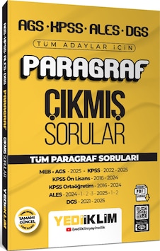 Yediiklim Yayınları 2026 AGS KPSS ALES DGS Tüm Adaylar İçin Paragraf Tamamı PDF Çözümlü Çıkmış Sorular