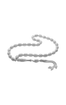 Üçlü Kamçı Top Püsküllü Kafes Tasarım Arpa Kesim Silver Renk 925 Ayar Gümüş Tesbih Üçlü Kamçı Top Püsküllü Kafes Tasarım Arpa Kesim Silver Renk 925 Ayar Gümüş Tesbih