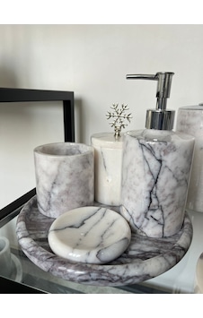 Leylak 5'li Banyo Seti Beyaz - Gri Leylak 5'li Banyo Seti Beyaz - Gri