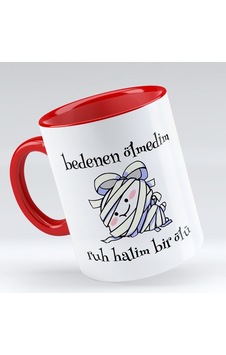 Bk Gift Ruh Halim Bir Ölü Tasarımlı Kırmızı Kupa Bardak - Model 1 Bk Gift Ruh Halim Bir Ölü Tasarımlı Kırmızı Kupa Bardak - Model 1