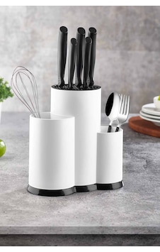 Tuffex Lüx Tezgah Üstü Bölmeli Kaşık Bıçak Standı - Kaşıklık Bıçaklık Düzenleyici Organizer - Beyaz - Tpı637-10 - 455