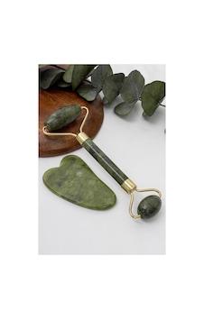 Jade Roller Gua Sha Taşı Seti Yeşil Jade Roller Gua Sha Taşı Seti Yeşil