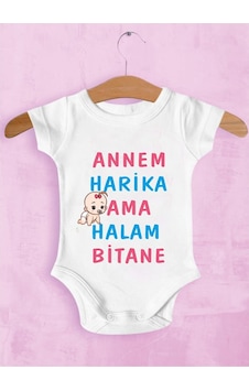 Tuğbababy Baby Annem Harika Ama Halam Bitane Zıbın Kız Erkek Beyaz Tuğbababy Baby Annem Harika Ama Halam Bitane Zıbın Kız Erkek Beyaz