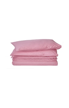 Komfort Home Çift Kişilik Çizgili Pamuk Saten Nevresim Seti / Pud Pudra Komfort Home Çift Kişilik Çizgili Pamuk Saten Nevresim Seti / Pud Pudra
