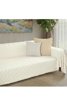 Ponela Koltuk Örtüsü Kaymaz Bohem Punch Kabartmalı 3 Boyutlu 175x350 Cm X- Large Kaymaz, Krem Ponela Koltuk Örtüsü Kaymaz Bohem Punch Kabartmalı 3 Boyutlu 175x350 Cm X- Large Kaymaz, Krem