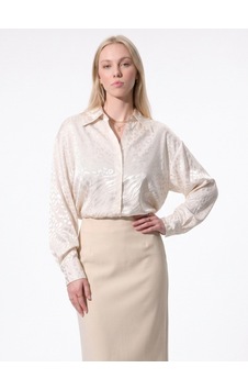 Pera Moda Jakarlı Oversize Uzun Şık Kadın Gömlek Bej Pera Moda Jakarlı Oversize Uzun Şık Kadın Gömlek Bej