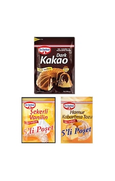Dr. Oetker Dark Kakao 100 G + Vanilin 5'li + Kabartma Tozu 5'li