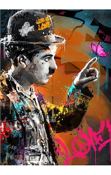 Pop Art Charlie Chaplin Desenli Ahşap Tablo 35cm X50cm Pop Art Charlie Chaplin Desenli Ahşap Tablo 35cm X50cm