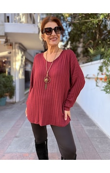 İtalyan Kolyeli Fitilli Triko Bordo İtalyan Kolyeli Fitilli Triko Bordo