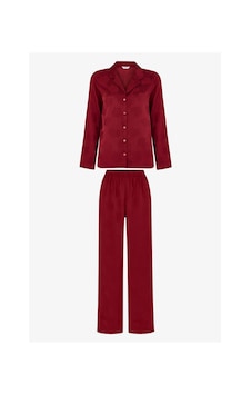 Penti Bordo Orquidea Saten Çiçekli Uzun Kollu Gömlek Pantolon Pijama Takımı Penti Bordo Orquidea Saten Çiçekli Uzun Kollu Gömlek Pantolon Pijama Takımı