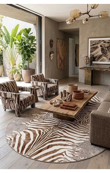 Frenda Home Zebra Desen Pamuk Taban Baskılı Oval Halı Bej Frenda Home Zebra Desen Pamuk Taban Baskılı Oval Halı Bej