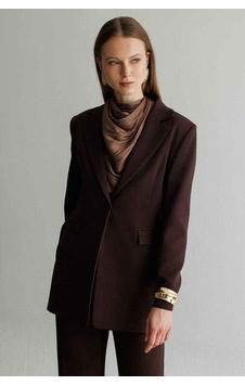 Mizalle Basic Tek Düğmeli Kahverengi Ceket Mizalle Basic Tek Düğmeli Kahverengi Ceket